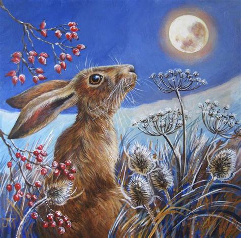 Frost Moon Hare | Hare painting, Bunny art, Animal art