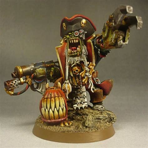 Ork Warboss Pirate with attack squig, powerclaw, combi/skorcha, conversion, Warhammer 40k ...