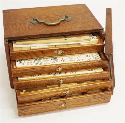 Chinese Wood Mahjong Set with 5 Drawers - Games & Puzzles - Recreations & Pursuits