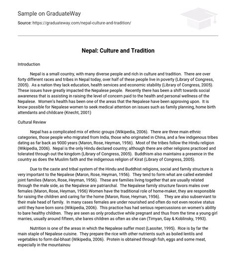 ⇉Nepal: Culture and Tradition Essay Example | GraduateWay