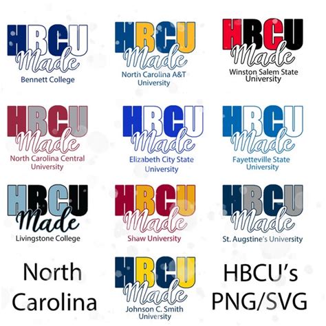 HBCU Made North Carolina HBCU Schools Png Svg | Etsy