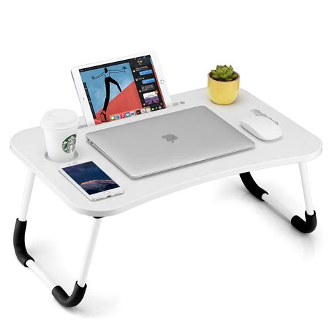 FISYOD Foldable Laptop Table, Portable Lap Desk Bed Table Tray, Laptop ...