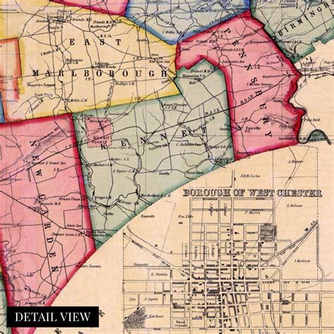 1856 Chester County Pennsylvania Map - Vintage Chester County Wall Art Poster | eBay