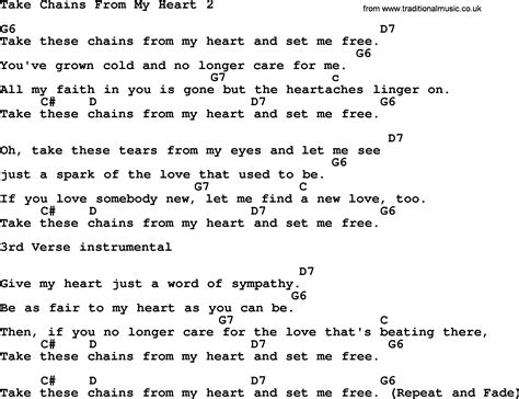 Hank Williams song: Take Chains From My Heart2, lyrics and chords