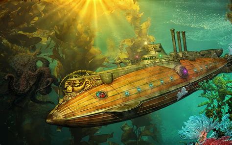 The Nautilus, underwater, art, steampunk, ocean, steam, under, punk ...