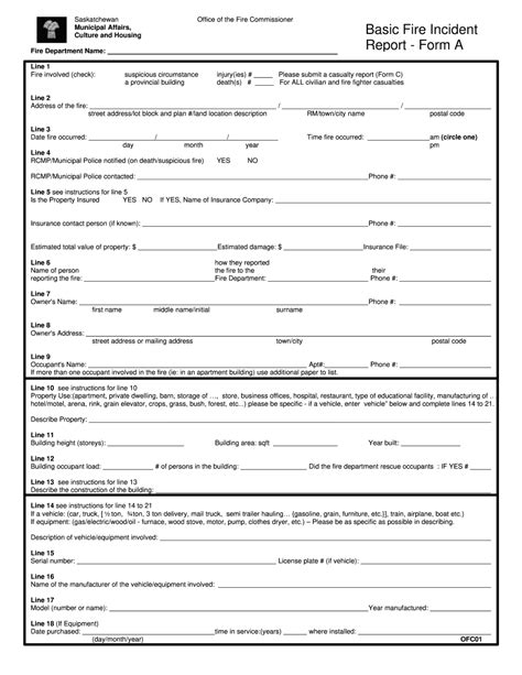 Online Printable Fire incident Report Form Fill-out