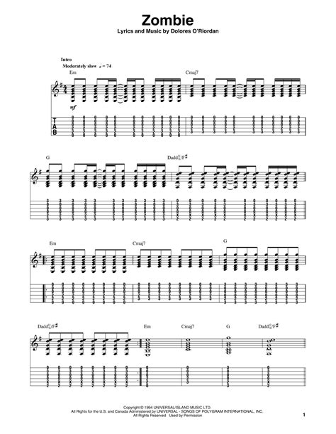 The Cranberries Zombie Guitar Chords