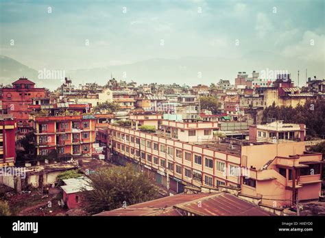 Urban landscape - rooftops of poor houses in Pokhara town, Nepal Stock Photo - Alamy