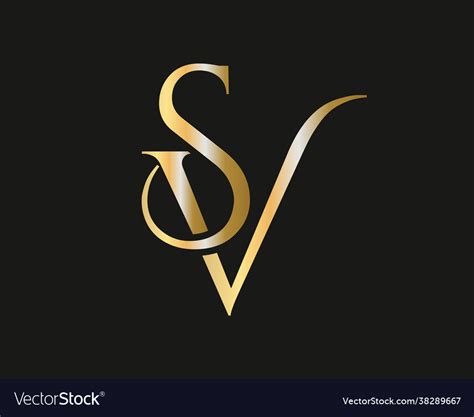 Initial gold sv letter logo design vs Royalty Free Vector