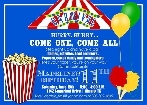 40th Birthday Ideas: Carnival Birthday Invitation Template Free