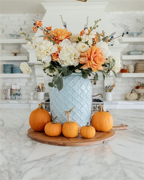 DIY Fall Centerpiece | Blue And Orange Fall Centerpiece