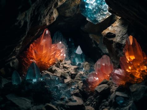 Premium Photo | A close up of crystals inside a cave