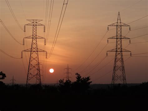 Free Images : sunset, electricity, india, karnataka, transmission tower, electric tower, shimoga ...
