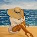 Lady on the Beach Artwork Girl Oil Painting Nautical Artwork Summer ...