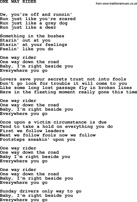 Johnny Cash song: One Way Rider, lyrics