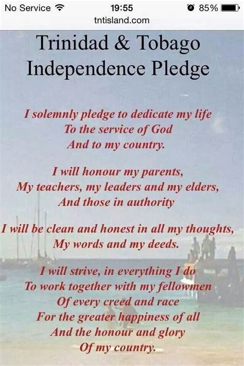 Trinidad and Tobago Independence Pledge