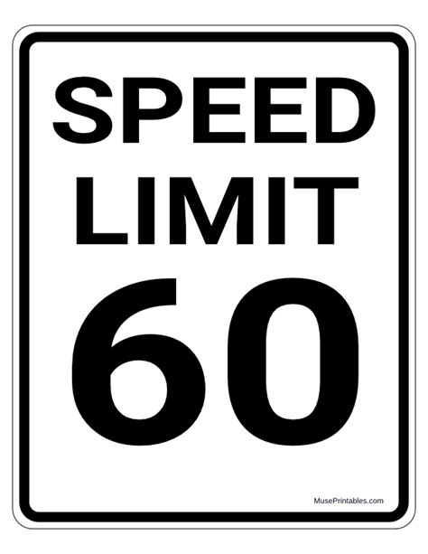 Printable 60 MPH Speed Limit Sign