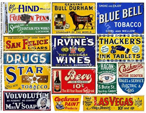 Advertising Stickers Vintage Signs 1910 Classic Advertising Decals for Diorama Altered Arts ...