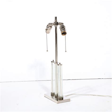 Art Deco Streamlined Cylindrical Form Table Lamp in Glass & Polished ...
