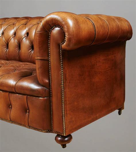 Tufted Leather Sofa with Nailhead Trim at 1stDibs