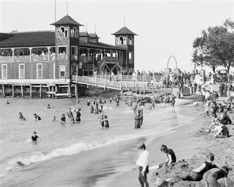 Day At The Beach Ohio Vintage 8x10 Reprint Of Old Photo – Photoseeum