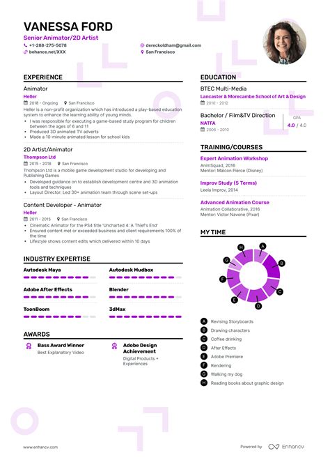 Animator Resume Samples + Pro tips (Layout, Skills, Keywords & Job ...