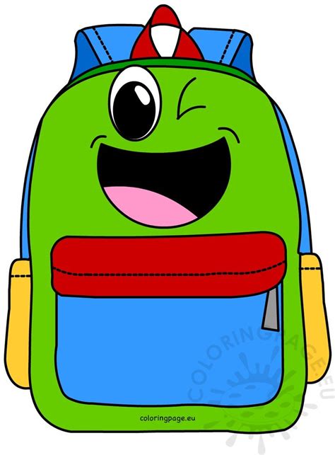 Cartoon backpack vector image – Coloring Page