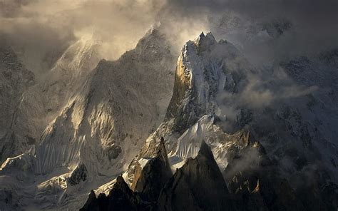 Paysage, nature, Himalaya, pic enneigé, nuages, sommet, montagnes ...