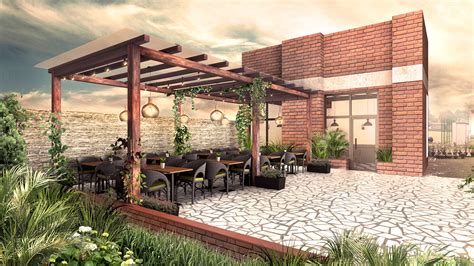 outdoor cafe area on Behance