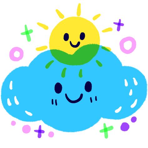 Cartoon cute doodle sun and cloud clipart. 8489455 PNG