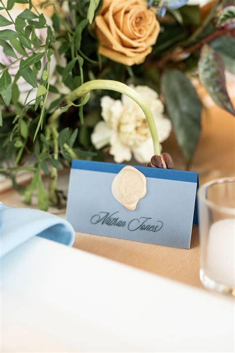 Place Card Ideas with Wax Seal Meal Indicators | Wedding program sign ...