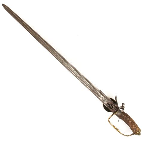 Original English Flintlock Hunting Sword Pistol Circa 1740 ...