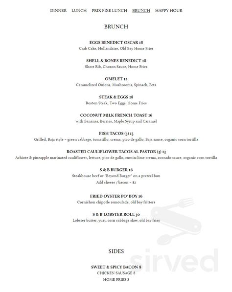 Shell & Bones Oyster Bar & Grill menu in New Haven, Connecticut, USA