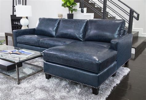 Samatha Leather Sectional | Blue leather couch, Blue leather sofa ...