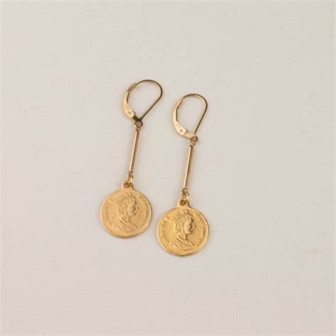 Gold-filled Long Drop Earrings With Coins - Amasor Jewelry