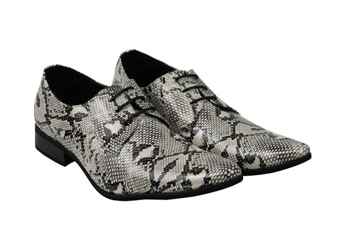 Mens Leather Lined Snake Skin Print Shiny Patent Leather Smart Party Retro Shoes | eBay