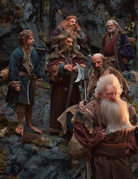 Dwarves at the hidden door of Erebor. Balin, Dwalin, Nori, Dori, Gloin ...