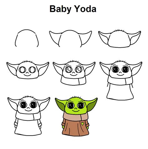 Outline Baby Yoda Drawing Simple - Perangkat Sekolah