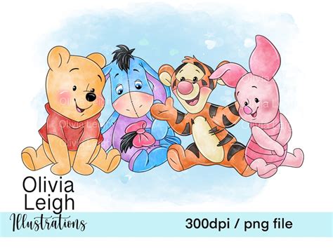 Cute Baby Winnie the Pooh Eeyore Clipart Sublimation PNG Files DIGITAL ...