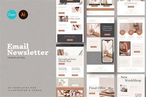 24 CANVA Newsletter Templates | Marketing Templates ~ Creative Market