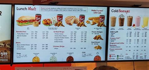 Menu at Tim Hortons restaurant, Toronto, Sandhurst Cir Unit 420