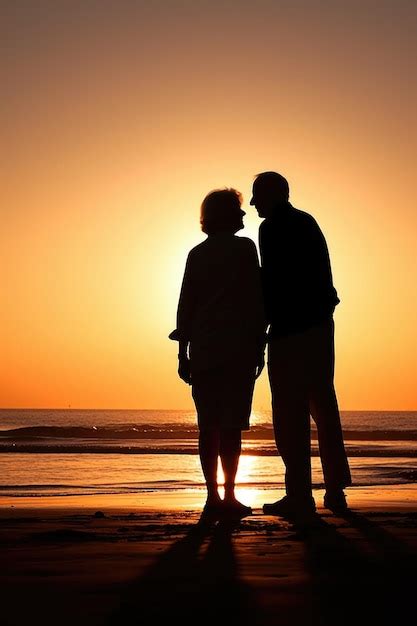 Premium AI Image | Silhouette of a senior couple enjoying the sunset on the beach created with ...