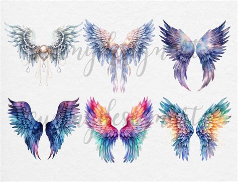 Angel Wings Clipart Watercolor Clipart Feather Wings Png - Etsy