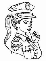 Beautiful Woman Police Officer Coloring Page · Creative Fabrica sketch template