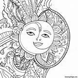 Detailed Bohemian Sun And Moon Coloring Page  Coloring Pagescom sketch template