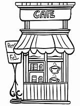 French Cafe Coloring Page · Creative Fabrica sketch template
