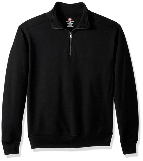 Hanes Men's Nano Quarter-Zip Fleece Jacket, Black, X Large | Homer's Coat