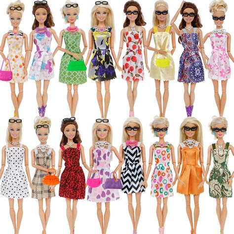 32 Pack Barbie Doll Clothes Party Gown Outfits Shoes Glasses Necklaces for Girls | eBay