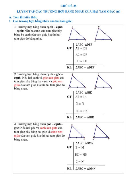 Các Trường Hợp Bằng Nhau Của Tam Giác Cân - Bí Quyết Hiểu Rõ Và Áp Dụng Dễ Dàng