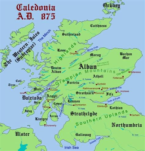 Map of Caledonia, Scotland